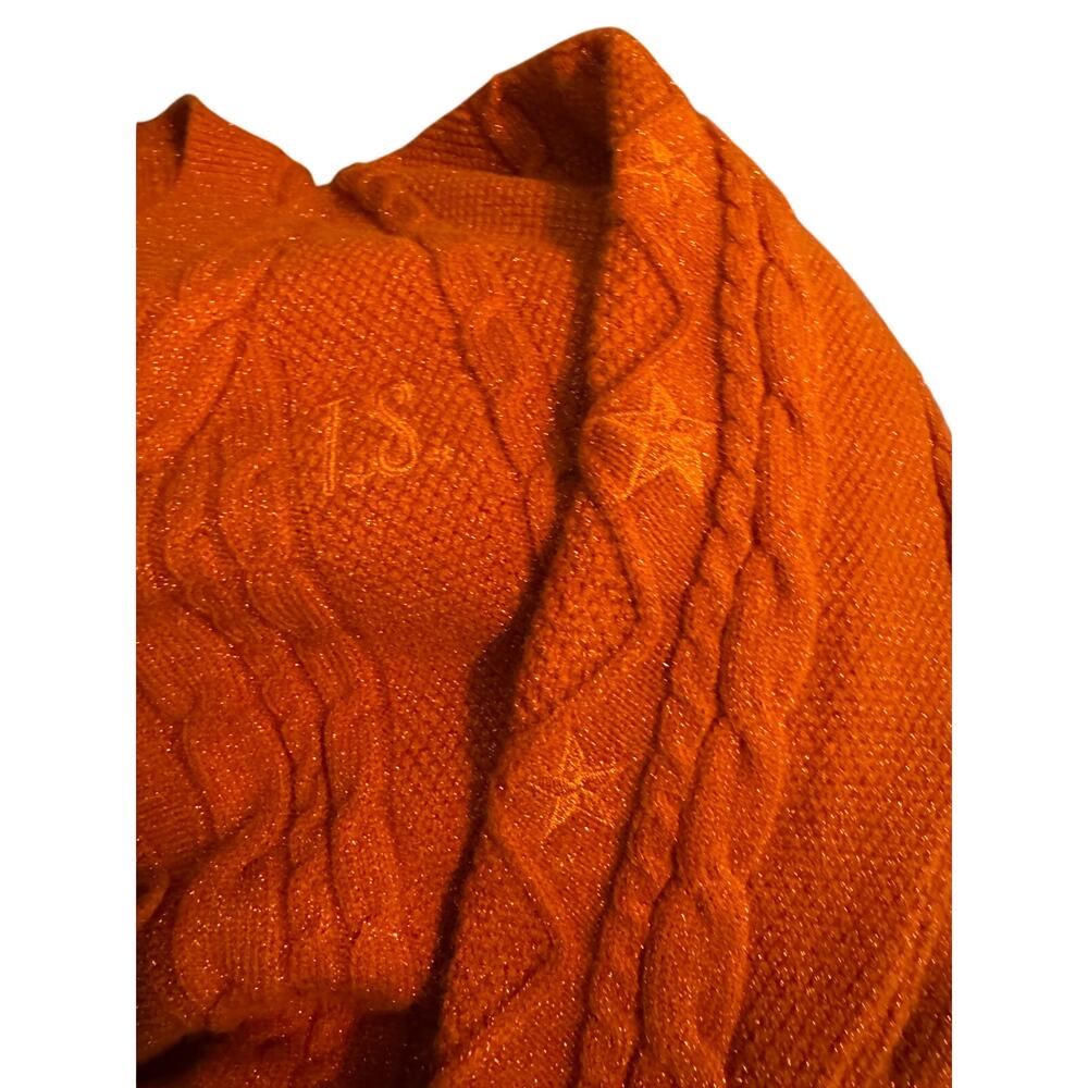 Taylor Swift “Life of a Showgirl” Cardigan Orange Sparkly Cable Knit XS/SM - Picture 6 of 8